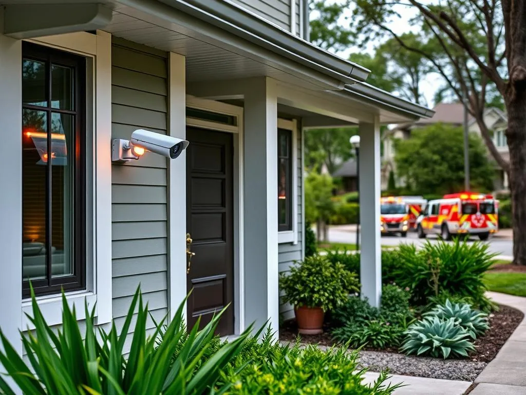 This image perfectly represents the safety and innovation highlighted in our Home Security Review. The cozy suburban home is equipped with advanced security features, including outdoor cameras, motion detectors, a smart doorbell, and a digital display panel that updates security status in real time. Surrounded by a well-lit yard and a classic picket fence, this serene evening scene captures the blend of modern technology and homey comfort. Explore our review to find the best solutions to protect your home with ease and style.