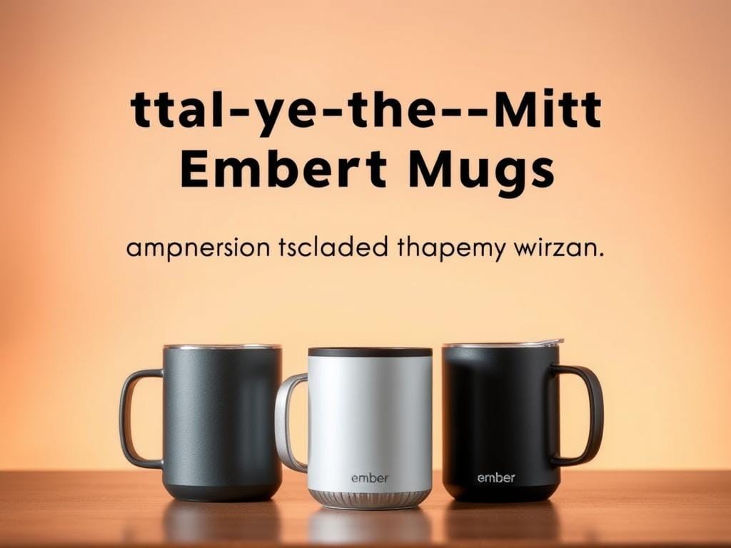 A detailed comparison of three state-of-the-art ember mugs, showcased in a stylish studio setting. The mugs are arranged in the foreground, bathed in warm, diffused lighting that accentuates their sleek, minimalist designs. The middle ground features a clean, clutter-free backdrop, allowing the products to take center stage. In the background, a subtle, high-key gradient adds depth and a sense of sophistication. The scene conveys a premium, high-quality aesthetic, perfectly suited to illustrate the in-depth review of leading smart mug brands.